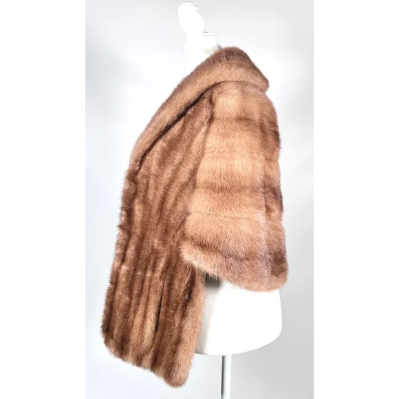 Roberts-Lories San Francisco Mink Stile Brown Fur Stole Cape OS - Picture 5 of 15